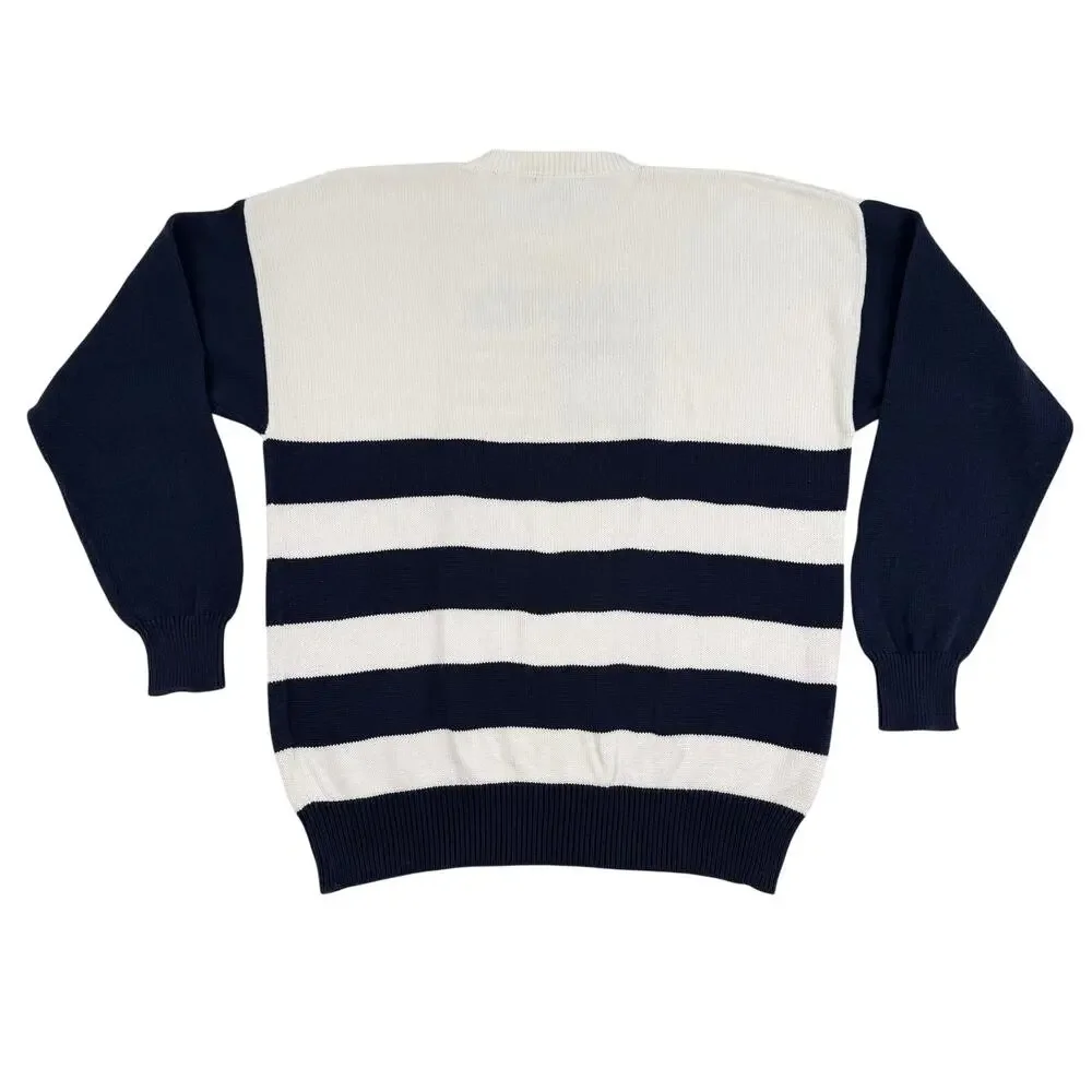 Vintage Nautica USA Flag Sweater Large 90s Cotton Knit Preppy Americana